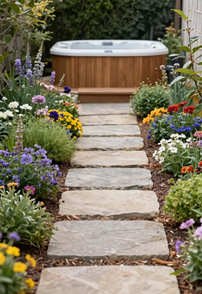 7 Timeless Cedar Hot Tub Ideas for a Natural Look 46 7 Timeless Cedar Hot Tub Ideas for a Natural Look 6. Plant Lined Pathways 0