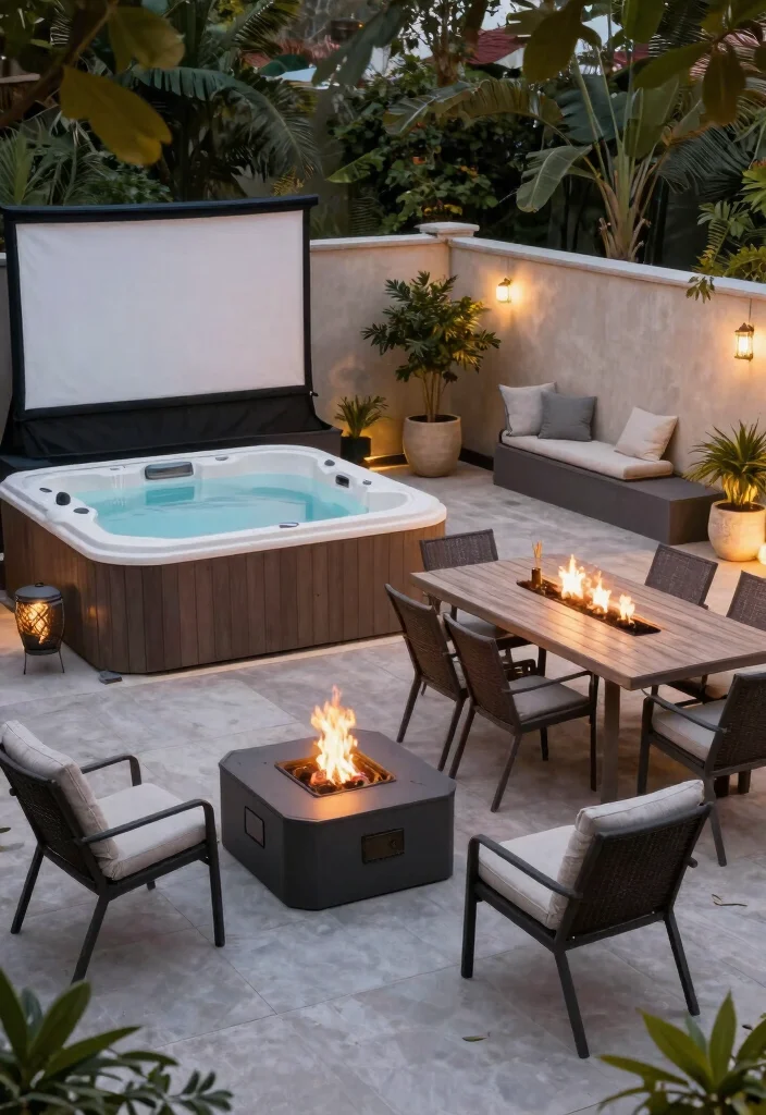 7 Ultimate Patio Ideas with Fire Pit and Hot Tub Duo 7. Multi Functional Space 0