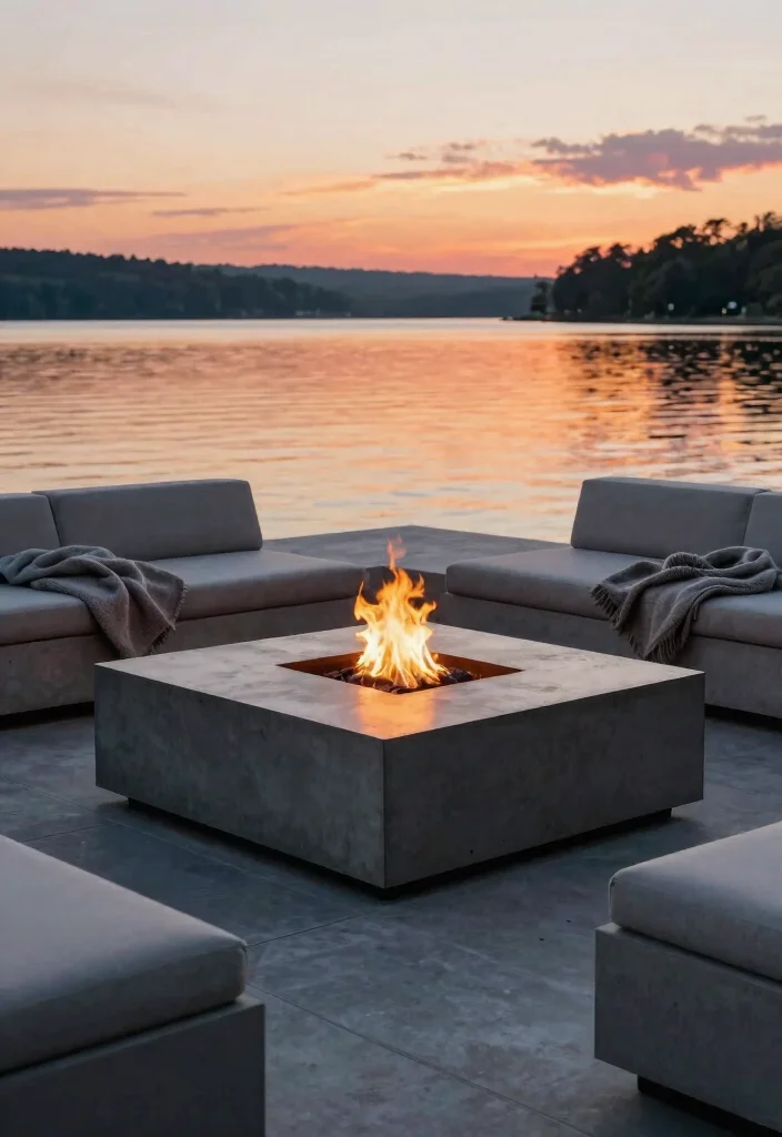 8 Breathtaking Lakeside Fire Pit Ideas for Summer Nights 4. Modern Minimalist Fire Pit 0