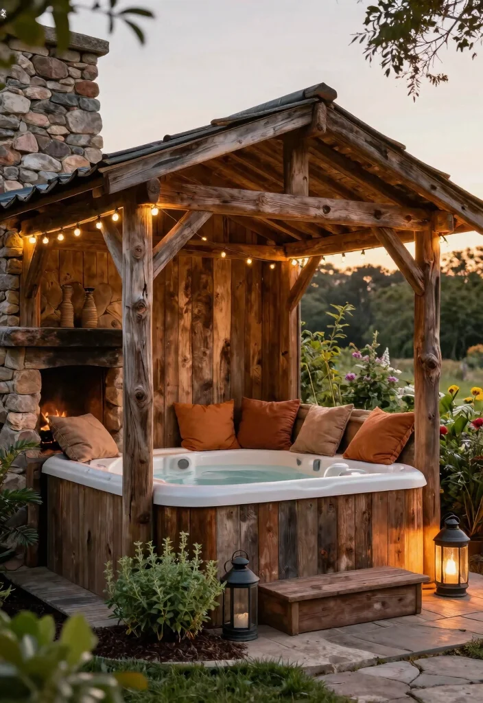 8 Chic Hot Tub Cabana Ideas for a Resort Experience 2. Rustic Retreat 0