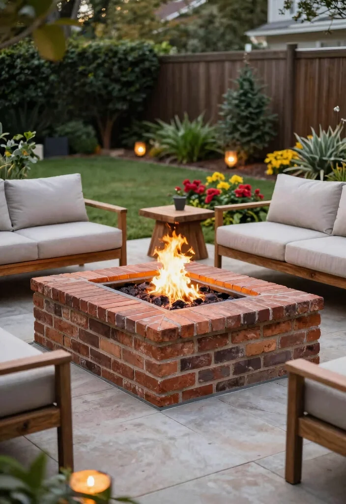 8 Classic Brick Fire Pit Ideas Cheap Easy DIY 2. Rectangular Fire Pit with Seating 0