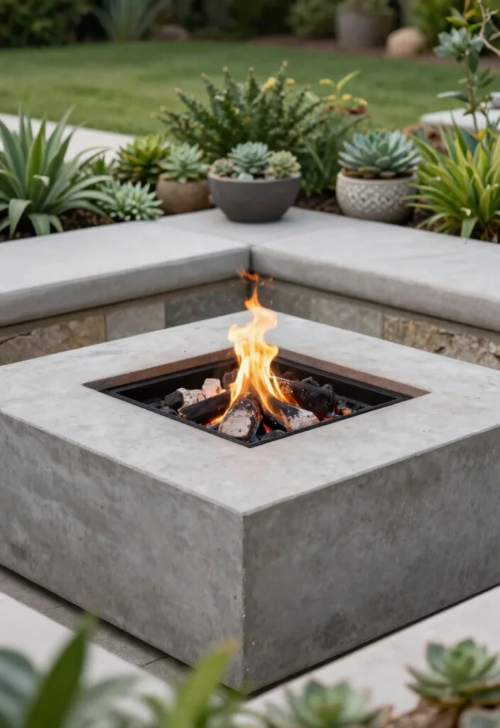 8 Contemporary Square Fire Pit Ideas Backyard Lovers Will Obsess Over 1. Minimalist Concrete Square Fire Pit 0