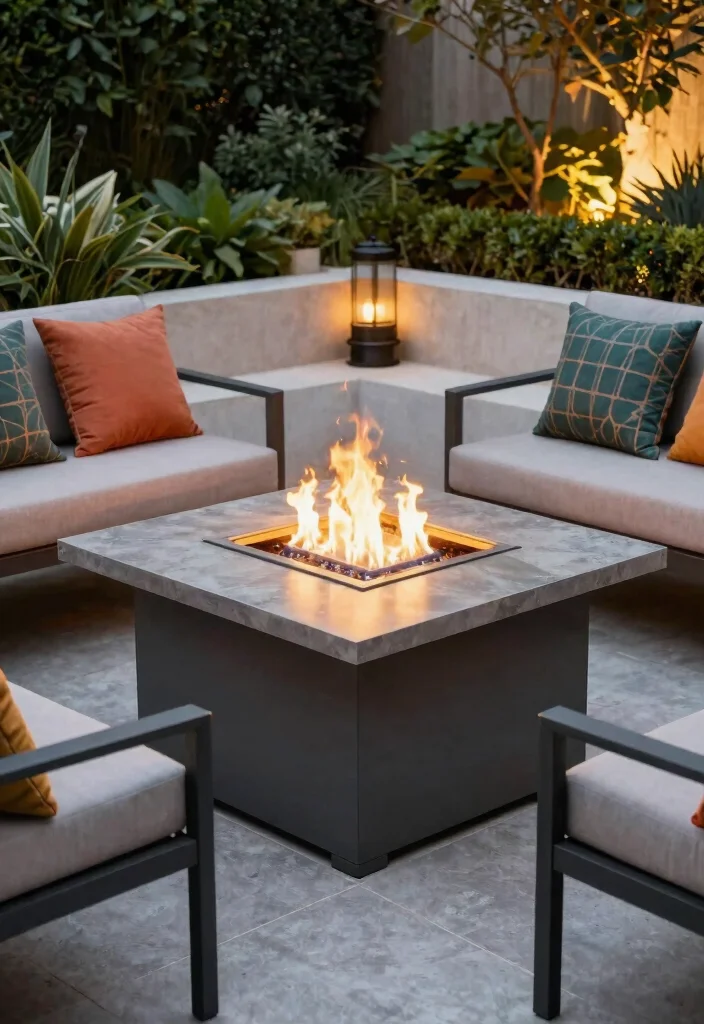8 Contemporary Square Fire Pit Ideas Backyard Lovers Will Obsess Over 6. Integrated Square Fire Pit Table 0