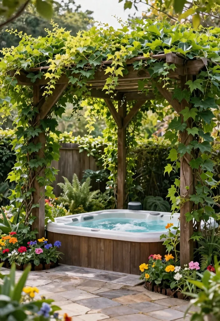 8 Cool Hot Tub Shade Ideas to Protect Your Skin 1. Lush Greenery Canopy 0