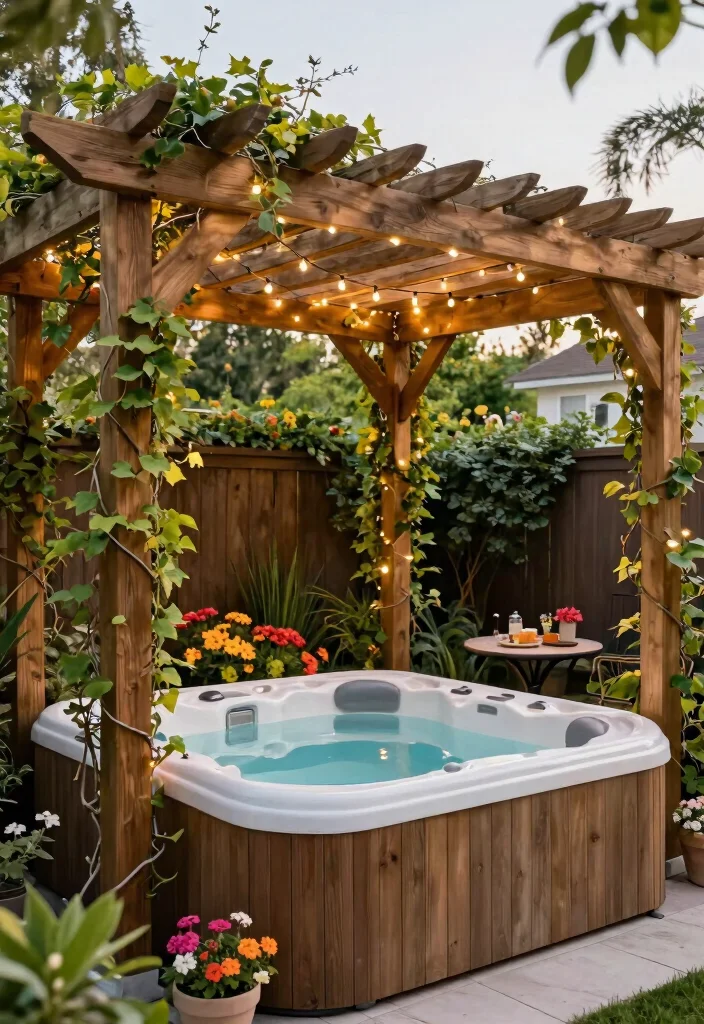 8 Cool Hot Tub Shade Ideas to Protect Your Skin 4. Pergola Paradise 0