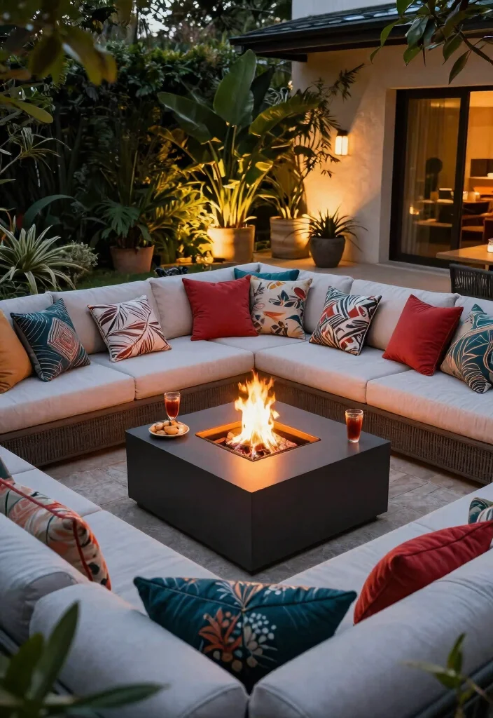 8 Cozy Fire Pit Seating Ideas for Large Groups 36 8 Cozy Fire Pit Seating Ideas for Large Groups 6. Sofa Sectional Arrangement 0