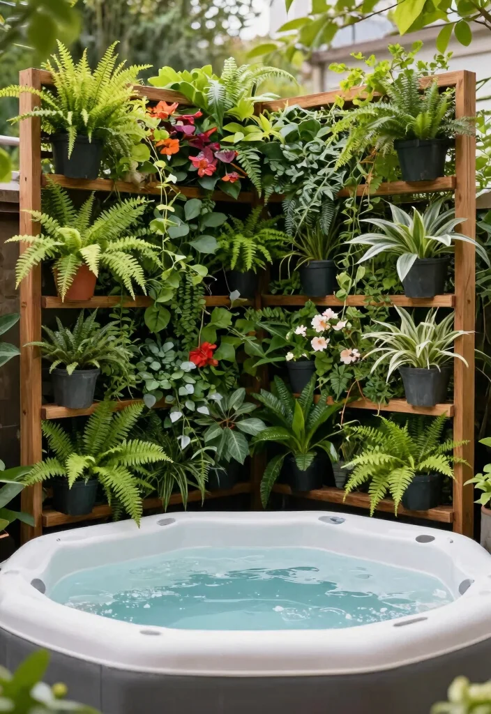 8 Creative Blow Up Hot Tub Surround Ideas DIY Focus 4. Vertical Garden Privacy Screen 0