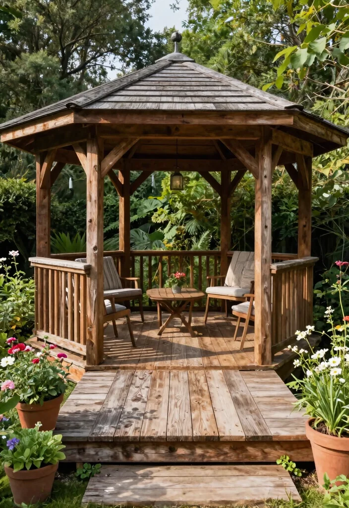 8 Durable Gazebo Platform Ideas from Wood to Stone 1. Reclaimed Wood Platforms Rustic Charm 0