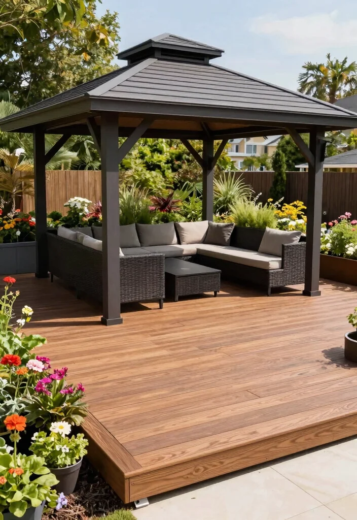 8 Durable Gazebo Platform Ideas from Wood to Stone 3. Composite Decking Modern and Low Maintenance 0