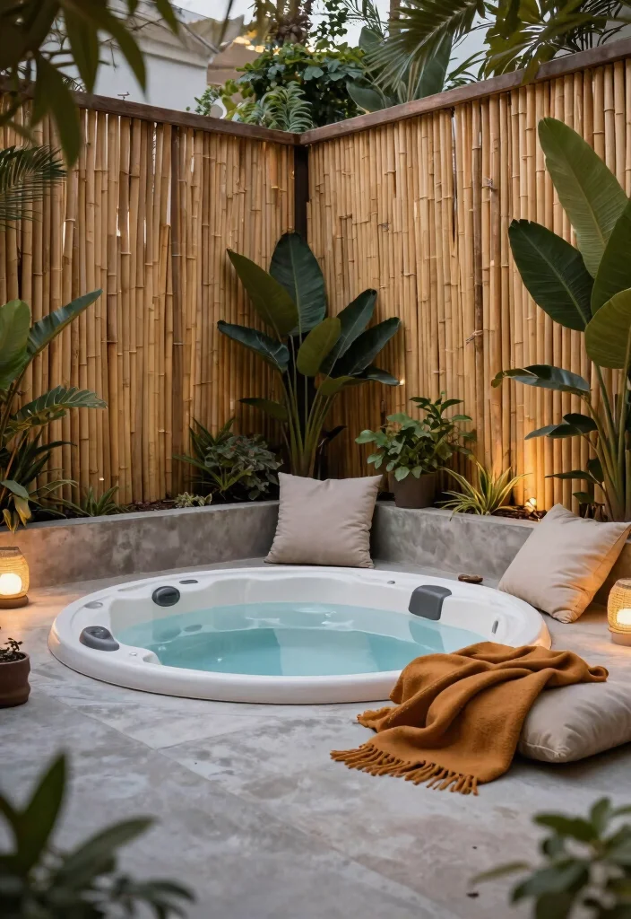 8 Practical Hot Tub Concepts for Concrete Backyard Patios 3. Cozy Nook Hot Tub 0