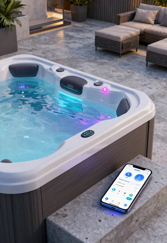 8 Practical Hot Tub Concepts for Concrete Backyard Patios 8. Smart Hot Tub Technology 0
