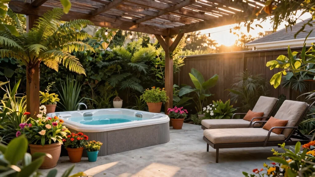 8 Practical Hot Tub Concepts for Concrete Backyard Patios