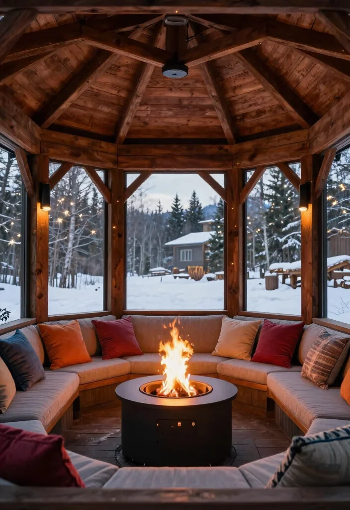 8 Private Closed In Gazebo Ideas for Winter Use 13 8 Private Closed In Gazebo Ideas for Winter Use 3. Winter Warmth with a Fire Pit 0