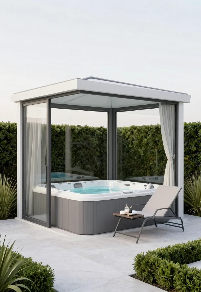 8 Relaxing Spa Gazebo Ideas to House Your Hot Tub 2. Modern Minimalism 0