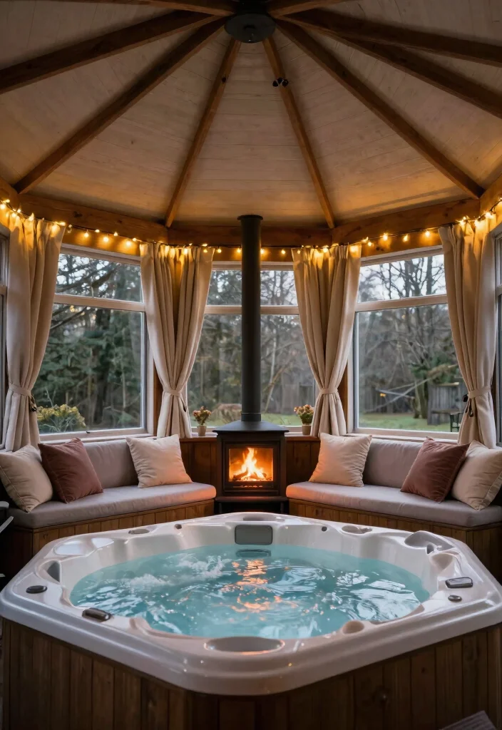 8 Relaxing Spa Gazebo Ideas to House Your Hot Tub 5. Cozy Enclosure 0