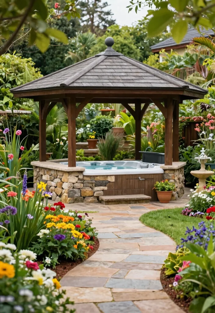8 Relaxing Spa Gazebo Ideas to House Your Hot Tub 6. Garden Retreat 0