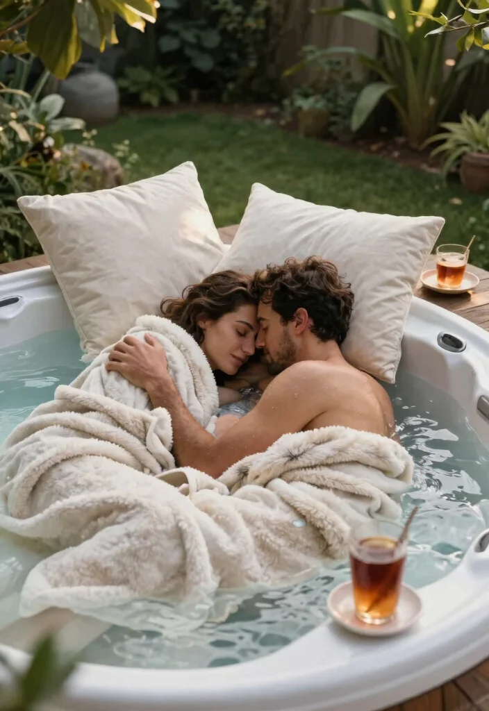 8 Romantic Hot Tub Photoshoot Ideas for Couples 4. Cozy Blanket Setup 0
