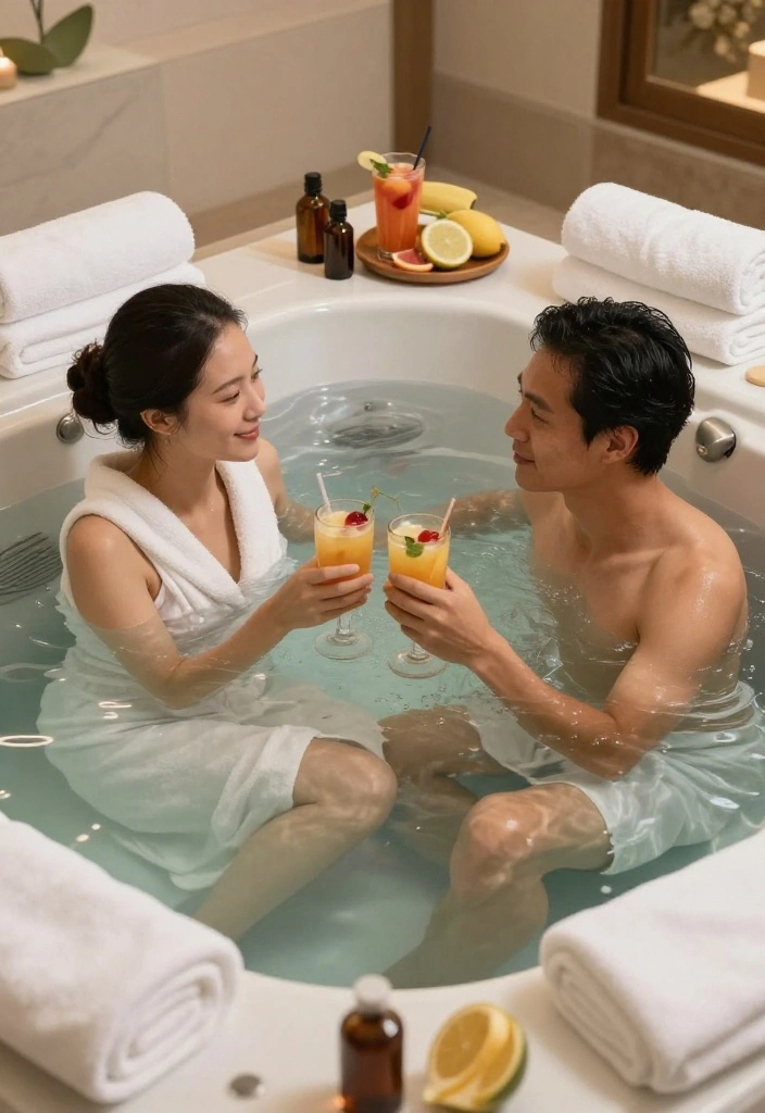 8 Romantic Hot Tub Photoshoot Ideas for Couples 7. Spa Day Theme 0
