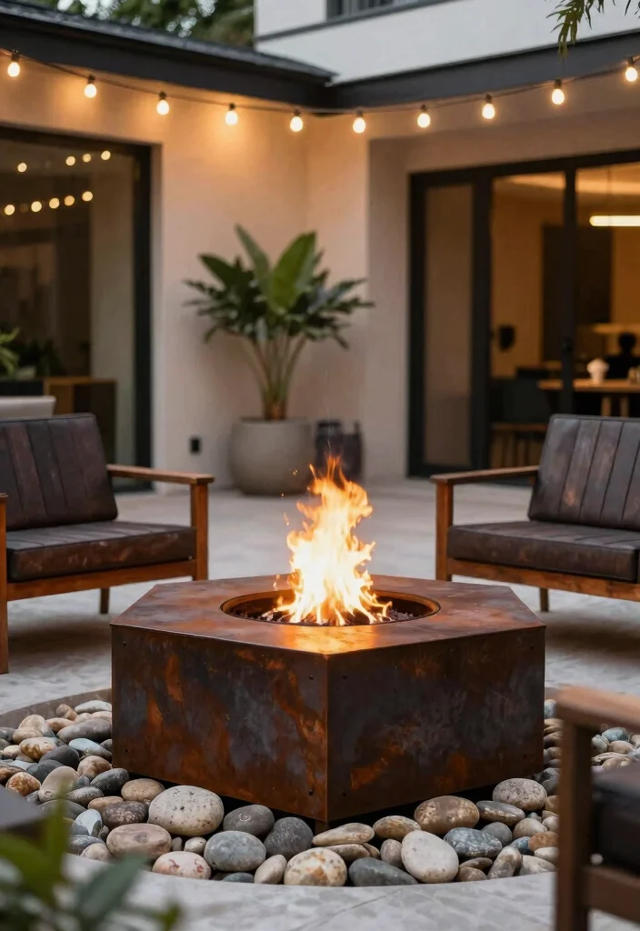 8 Rustic Rock Fire Pit Concepts for a Mountain Home Vibe 2. Modern Rustic Fire Pit 0
