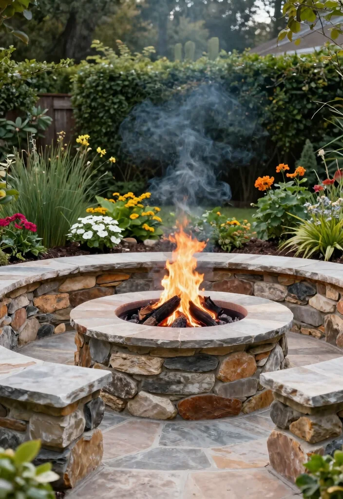 8 Rustic Rock Fire Pit Concepts for a Mountain Home Vibe 3. Built In Stone Fire Pit 0