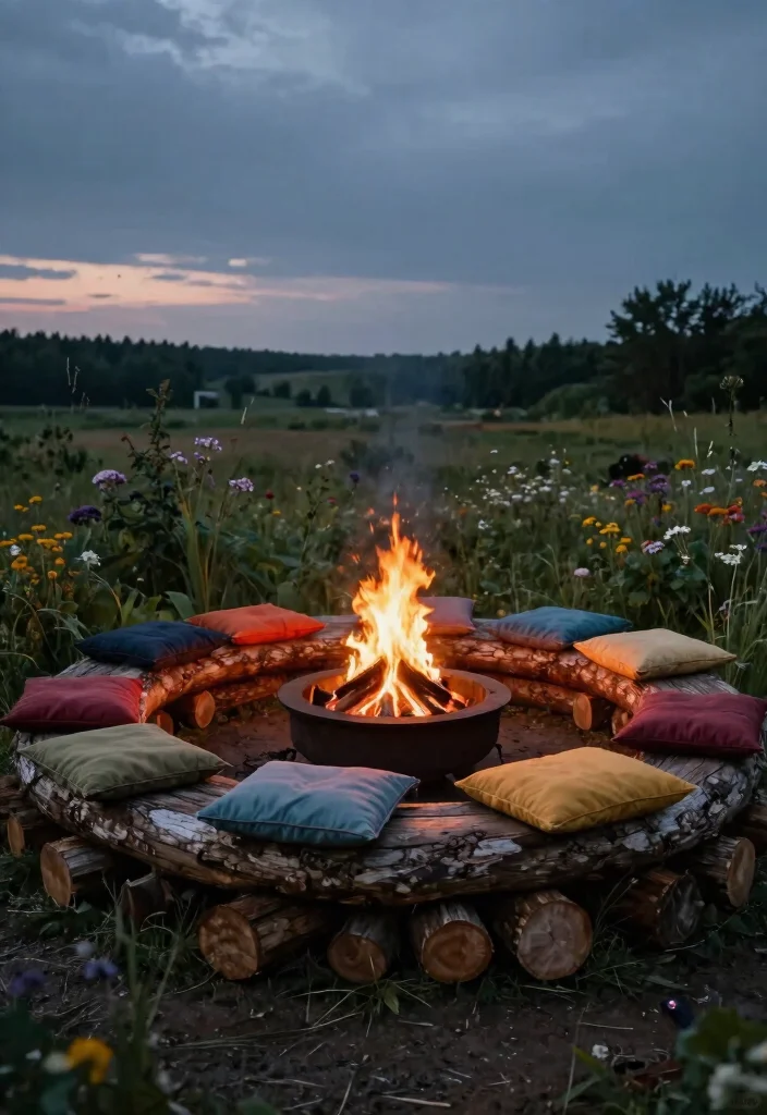 8 Rustic Rock Fire Pit Concepts for a Mountain Home Vibe 4. Rustic Log Fire Pit 0