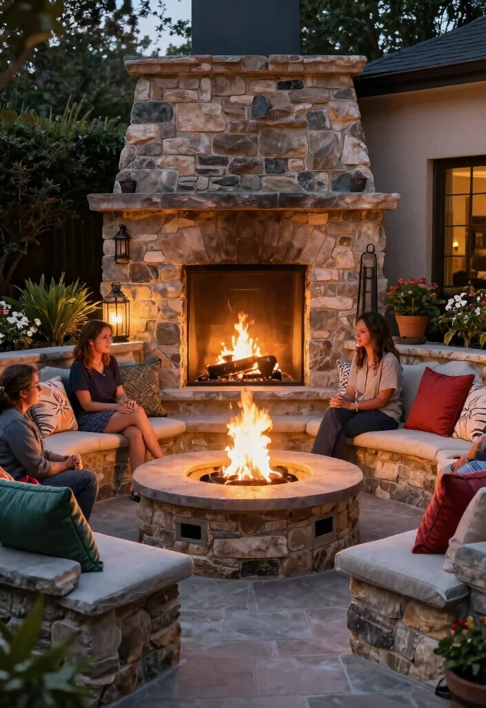 8 Rustic Rock Fire Pit Concepts for a Mountain Home Vibe 6. Fire Pit with Seating Walls 0