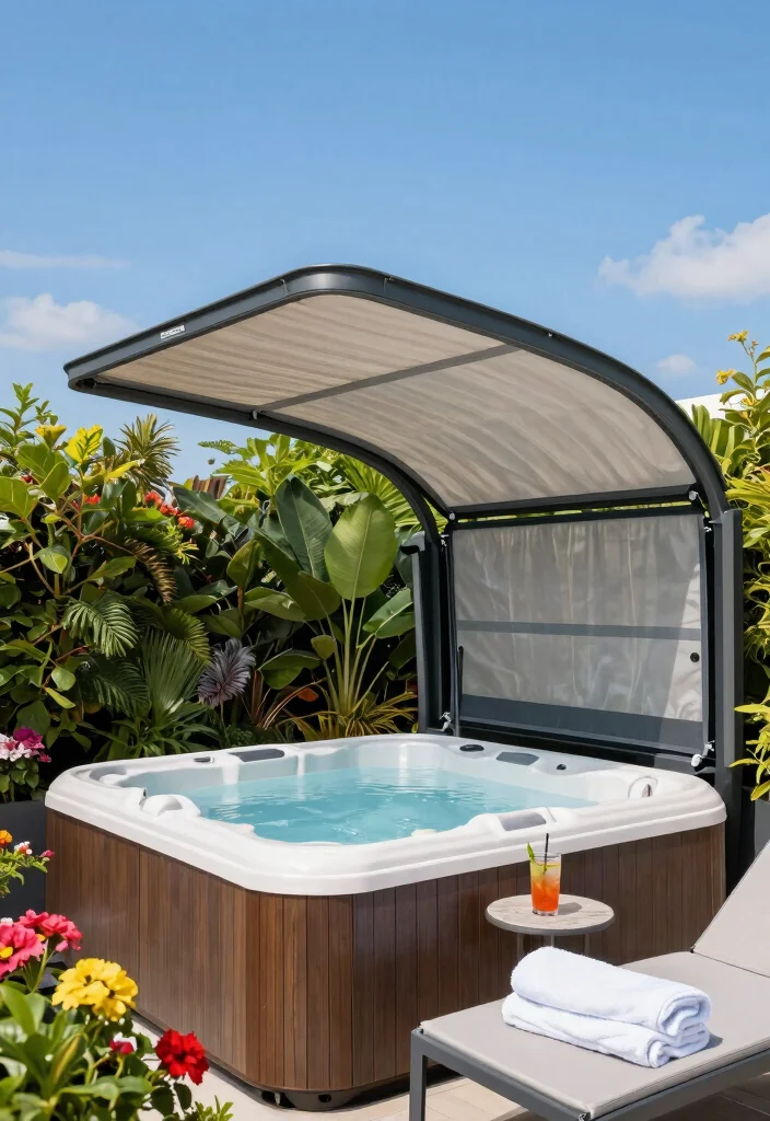 8 Shielding Hot Tub Canopy Ideas for Sun & Rain 1 8 Shielding Hot Tub Canopy Ideas for Sun Rain 1. Retractable Canopy for Flexibility 0
