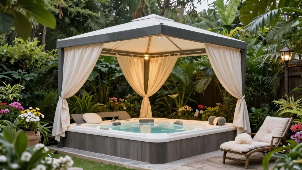 8 Shielding Hot Tub Canopy Ideas for Sun & Rain