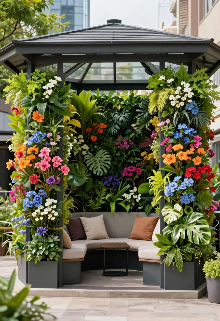 8 Stylish Gazebo Side Panel Ideas for Sun & Privacy 35 8 Stylish Gazebo Side Panel Ideas for Sun Privacy 5. Vertical Garden Panels for a Green Oasis 0