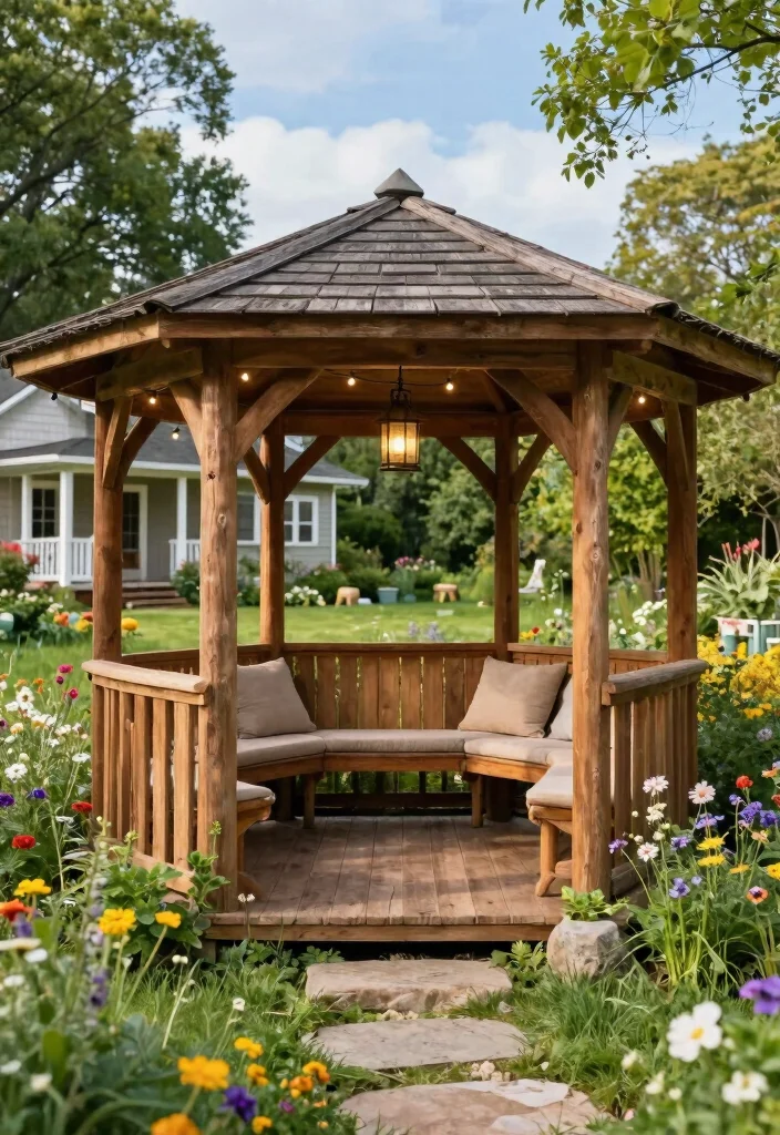 8 Welcoming Front Porch Gazebo Ideas for Curb Appeal 2. Rustic Wooden Gazebo 0