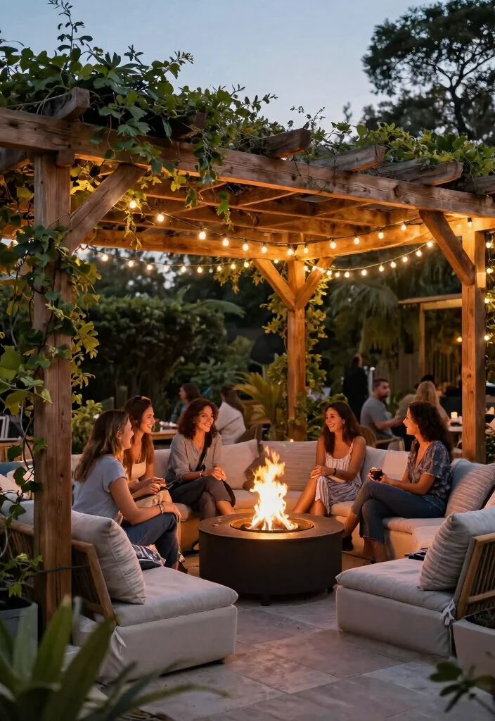 8 Wild Bon Fire Pit Ideas for Huge Backyard Parties 6. Cozy Pergola Fire Pit Lounge 0