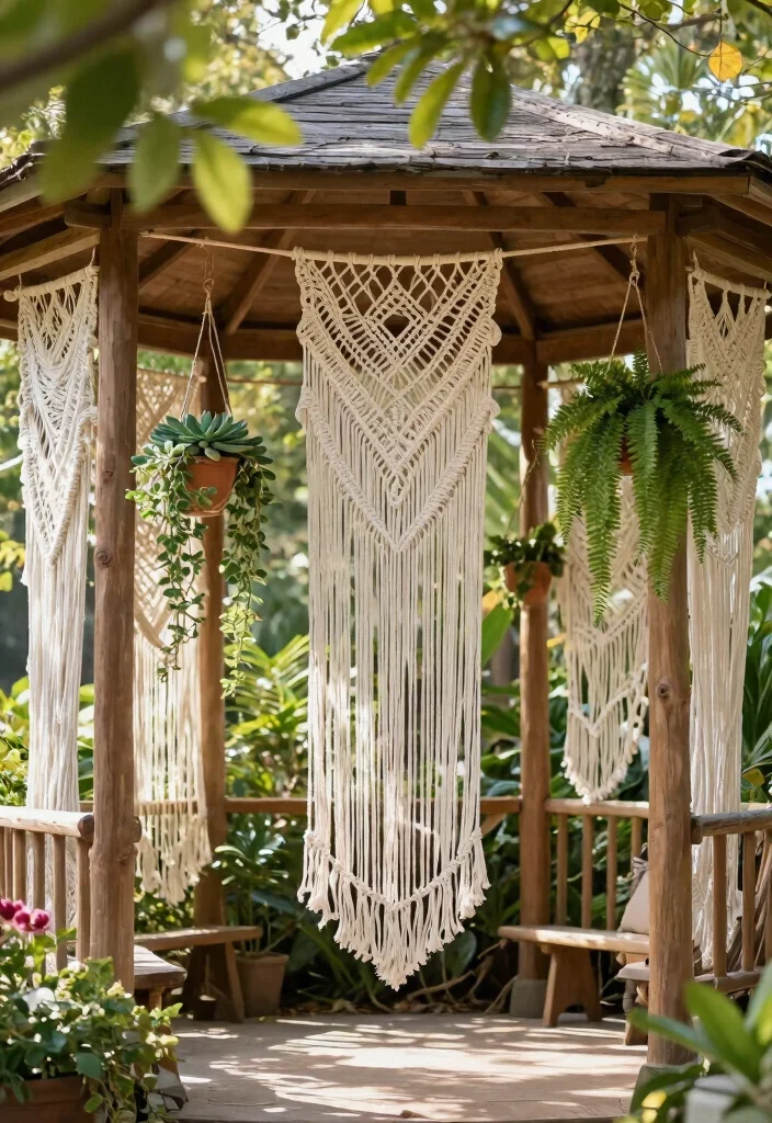 9 Chic Boho Gazebo Ideas for a Relaxed Zen Vibe 2. Dreamy Macram Hangings 0