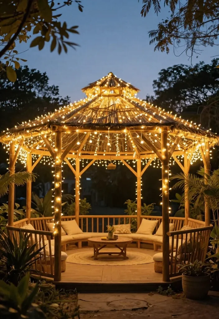 9 Chic Boho Gazebo Ideas for a Relaxed Zen Vibe 3. Whimsical Fairy Lights 0