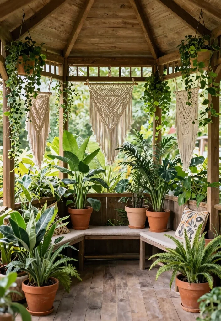 9 Chic Boho Gazebo Ideas for a Relaxed Zen Vibe 6. Natural Elements with Plants 0