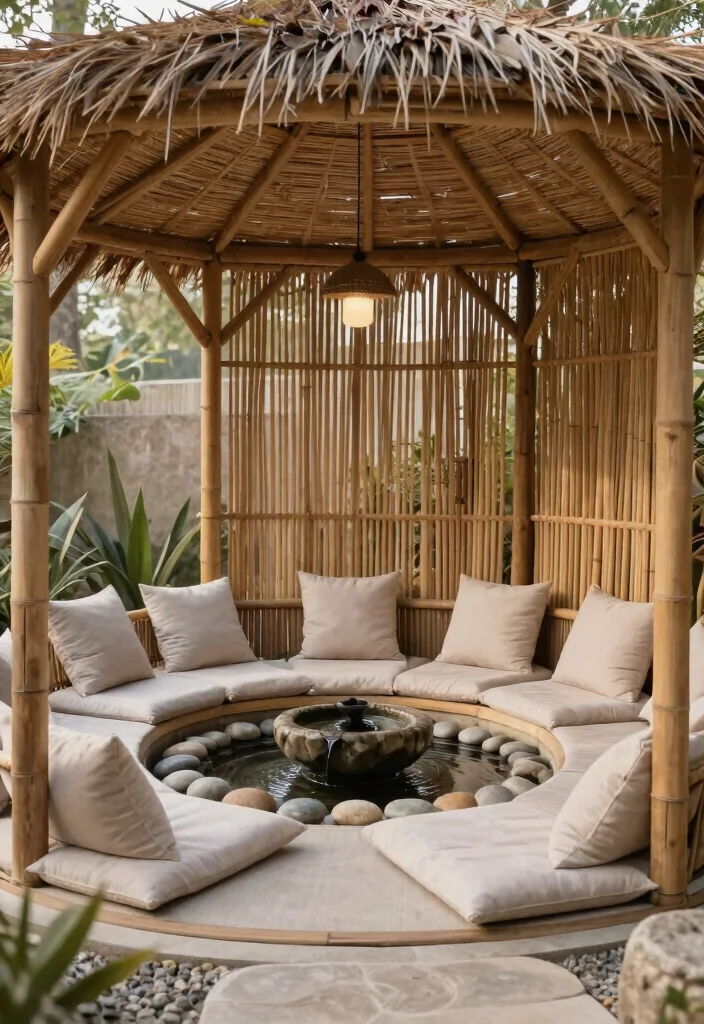 9 Chic Boho Gazebo Ideas for a Relaxed Zen Vibe 9. Serenity with Zen Elements 0