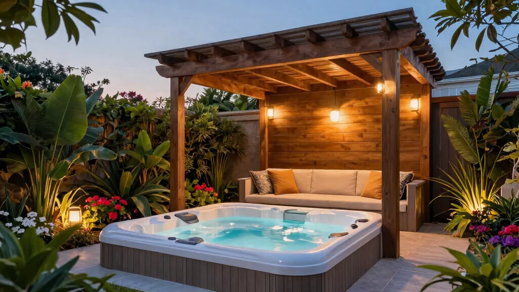 9 Chic Hot Tub Pergola Ideas with Built-in Privacy Walls
