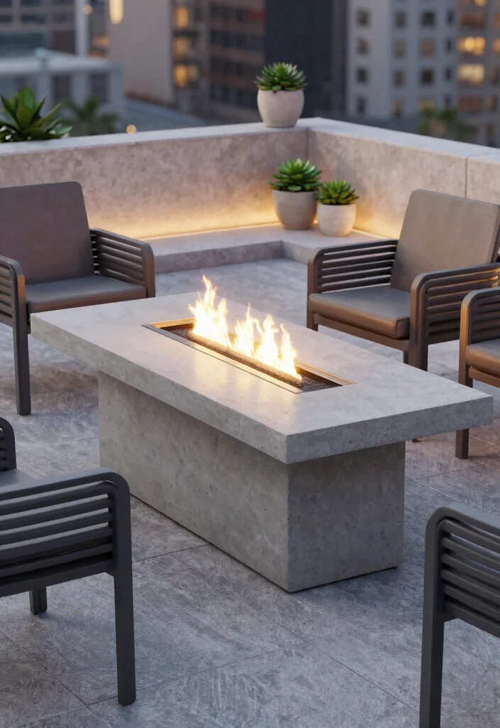 9 Chic Patio Fire Pit Ideas to Create a Warm Gathering Spot 1. Minimalist Fire Pit Table 0