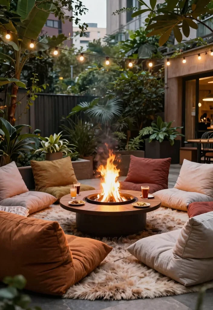 9 Chic Patio Fire Pit Ideas to Create a Warm Gathering Spot 2. Circular Fire Pit Lounge 0