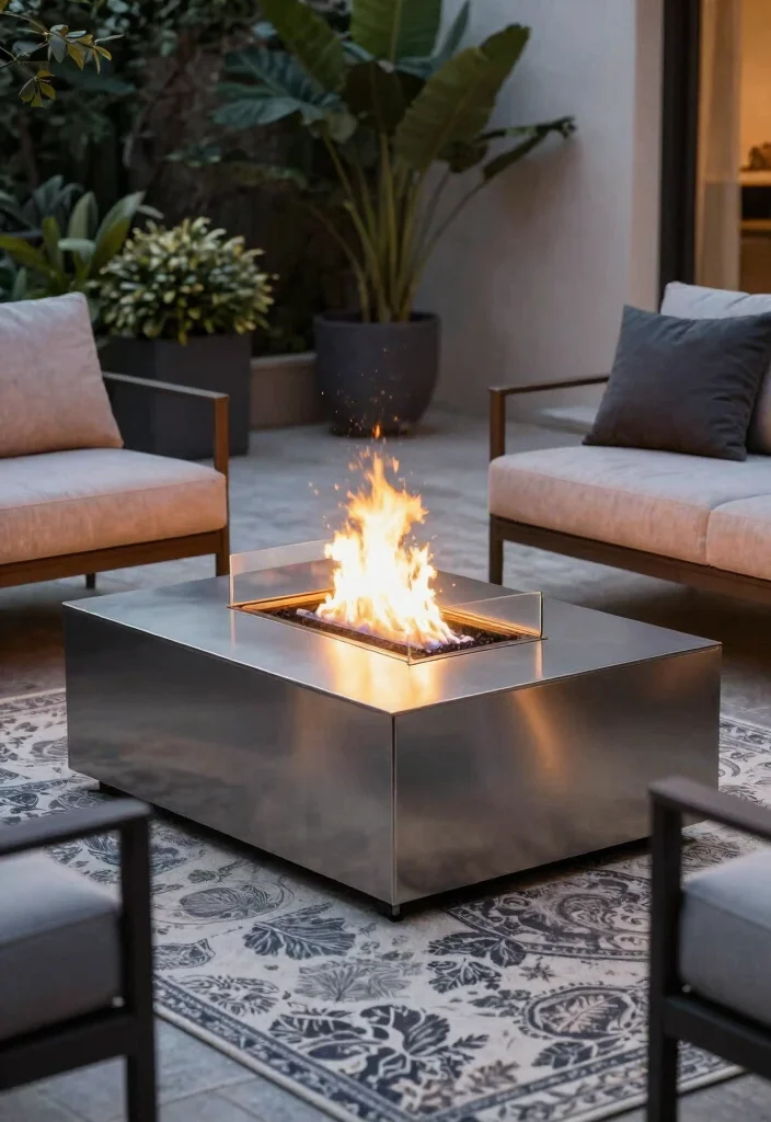 9 Clean Gas Fire Pit Ideas Backyard Owners Swear By 4. Modern Fire Table 0