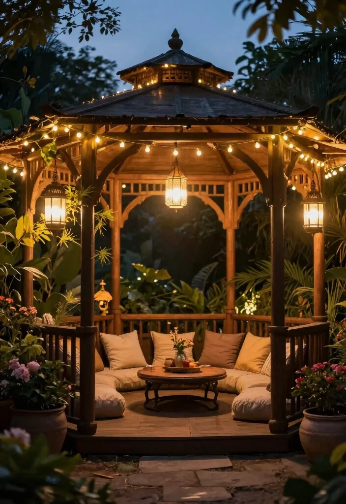 9 Colorful Bohemian Gazebo Ideas for Artistic Backyards 5. Artistic Lighting Solutions 0