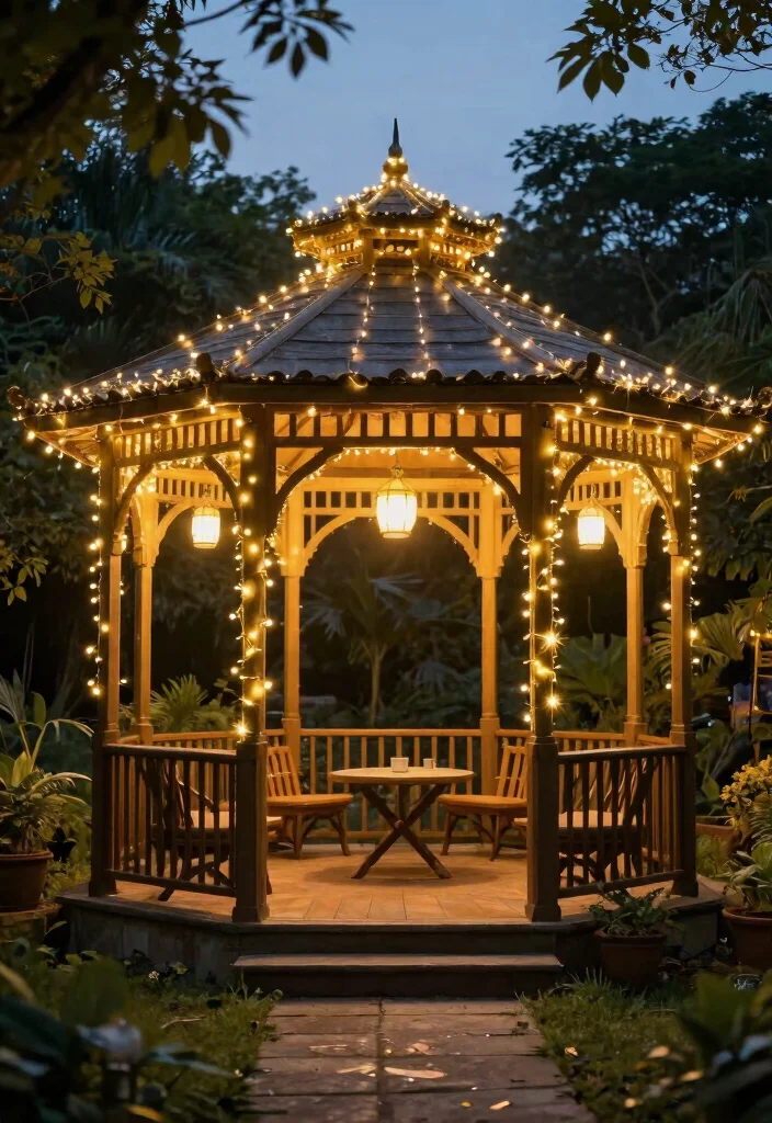 9 Cozy 10x10 Gazebo Decorating Ideas for Small Yards 4. Fairy Light Wonderland 0