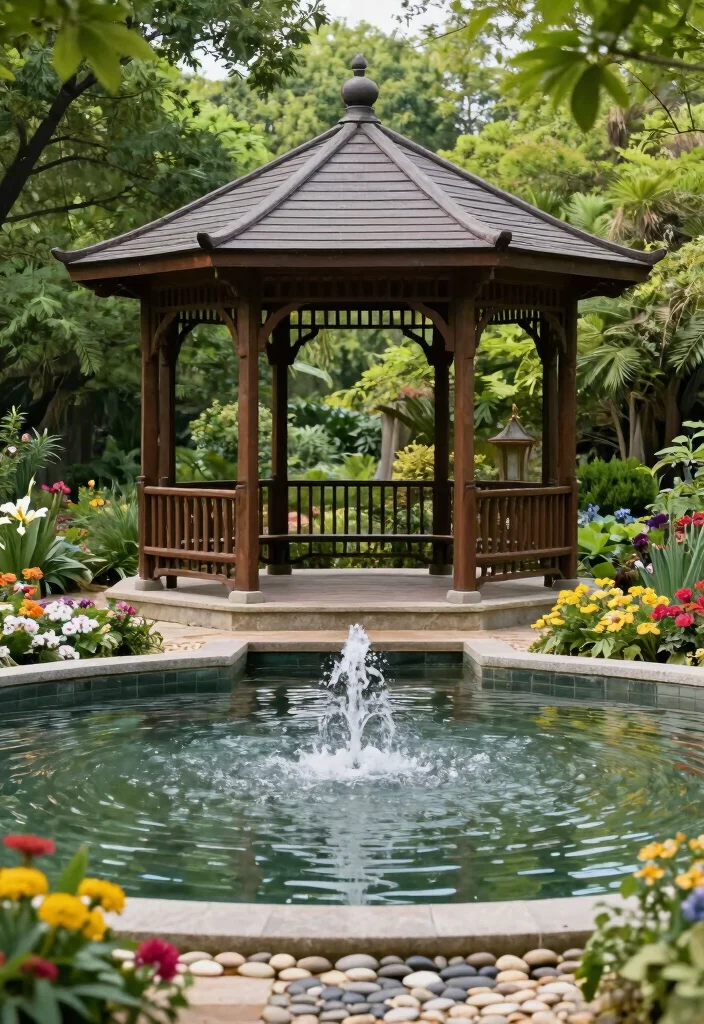 9 Cozy 10x10 Gazebo Decorating Ideas for Small Yards 9. Tranquil Water Features 0
