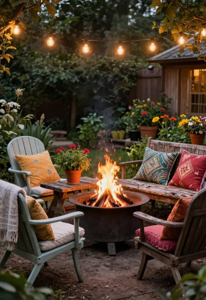 9 Cozy Country Fire Pit Ideas for a Farmhouse Backyard 2. Farmhouse Chic Seating 0
