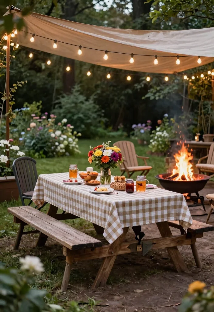 9 Cozy Country Fire Pit Ideas for a Farmhouse Backyard 4. Farm Fresh Picnic Vibes 0