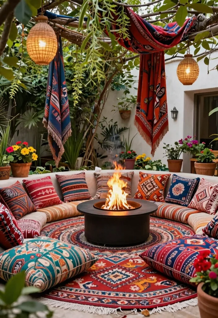 9 Cozy Country Fire Pit Ideas for a Farmhouse Backyard 6. Boho Chic Fire Pit Zone 0