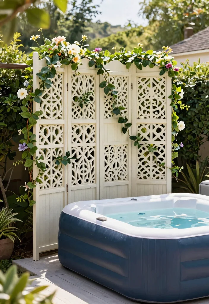 9 Effective Inflatable Hot Tub Privacy Ideas No Neighbors 2. Decorative Privacy Screens 0
