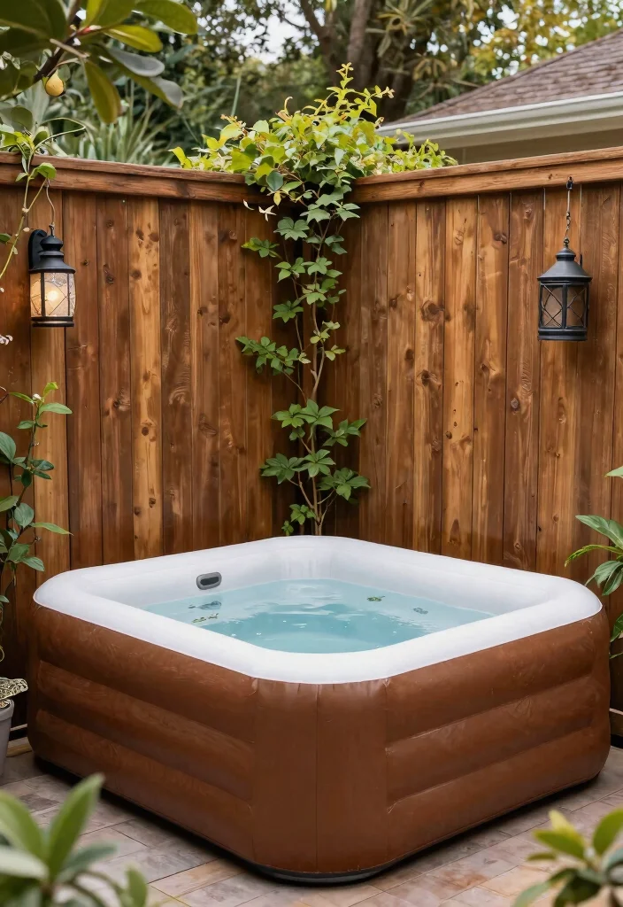 9 Effective Inflatable Hot Tub Privacy Ideas No Neighbors 4. Wooden Fencing for a Rustic Feel 0