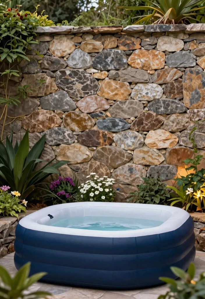 9 Effective Inflatable Hot Tub Privacy Ideas No Neighbors 7. Natural Stone Walls for Charm and Security 0