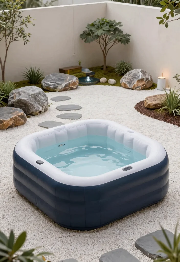 9 Effective Inflatable Hot Tub Privacy Ideas No Neighbors 8. Zen Garden Elements for Serenity 0