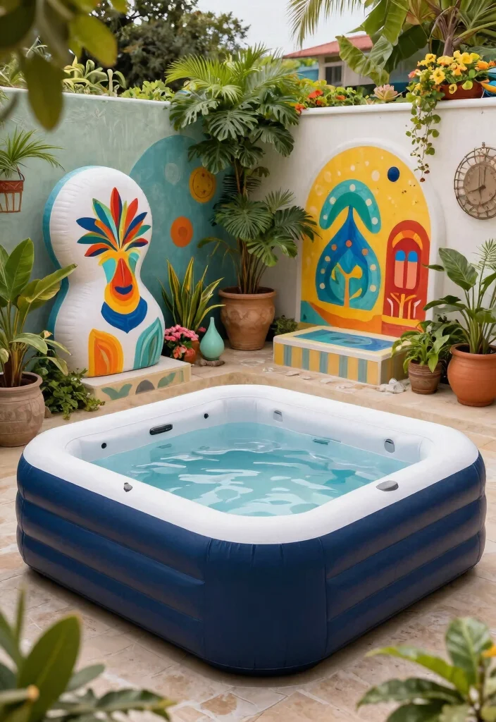 9 Effective Inflatable Hot Tub Privacy Ideas No Neighbors 9. Outdoor Art for a Personal Touch 0